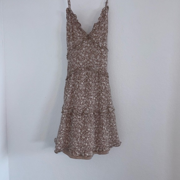Altar’d State Beige Floral Tiered Ruffle Mini Dress - Picture 9 of 11